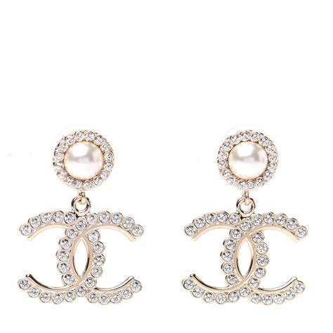 chanel earrings gold pearl